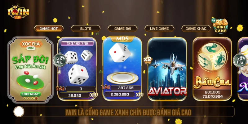 IWIN là cổng game xanh chín được đánh giá cao 